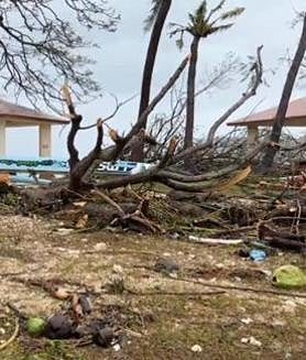 Imagen secundaria 2 - Arriba, una imagen del sonar de los guardacostas que podría corresponder al 'pros'. Abajo, uno de los barcos norteamericanos y bosques de la isla dañados.