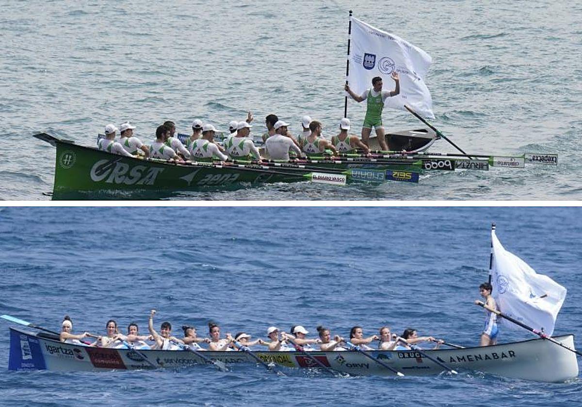 Las traineras de Hondarribia y Donostiarra celebran sus respectivas victorias