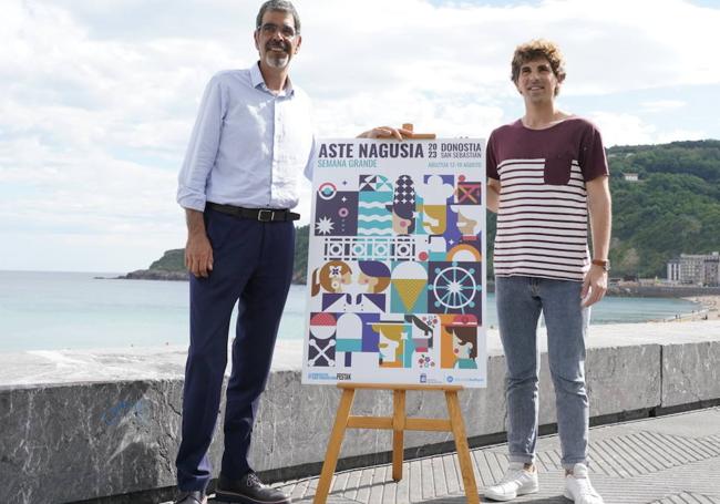 Eneko Goia y Jon Insausti durante la presentación del cartel de Semana Grande
