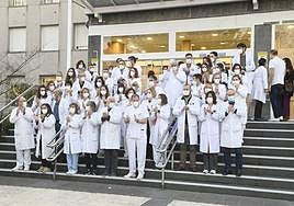 Última concentración de los médicos en la entrada del Hospital Donostia a comienzos de febrero.