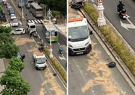 El accidente entre un coche y un vehículo ha ocurrido a las 7.15 horas en la Avenida de Navarra, sentido Irun.