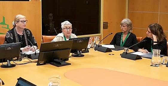 Rosa García, de Stop Desahucios, durante la comisión presentada este lunes en el Parlamento Vasco.