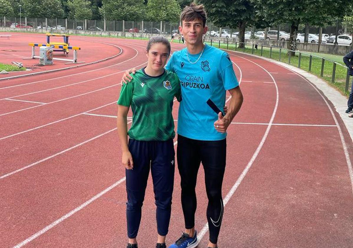 Madariaga y Calbano, en el Miniestadio tras batir los récords.