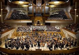 La Orquesta Nacional y los coros en uno de los conciertos de este fin de semana en Madrid.