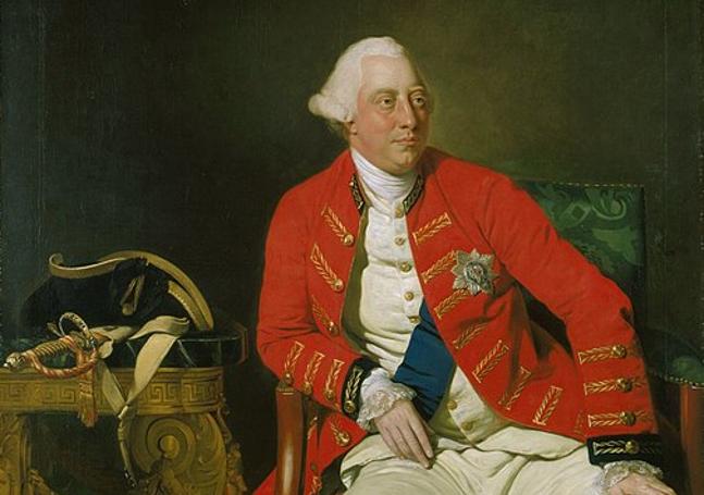 El rey Jorge III vistiendo uniforme de general, por Johann Zoffany (1771). Real Collection