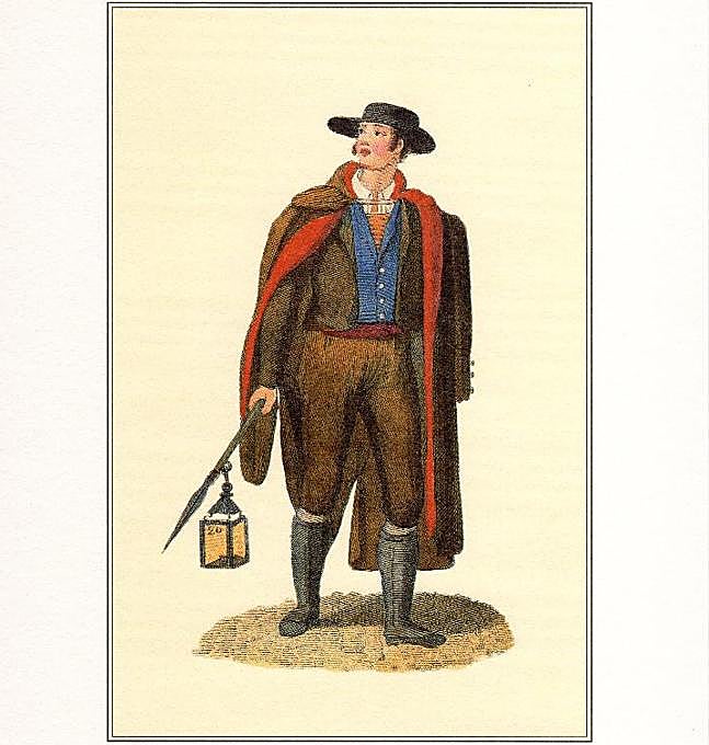 Imagen de un sereno en 1832