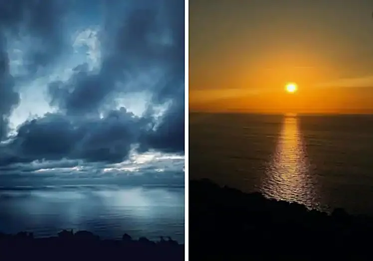 Imágenes tomadas en dos días diferentes desde la habitación del hotel Akelarre