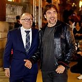 José Luis Rebordinos, con Javier Bardem, en una de las muchas visitas del actor al Zinemaldia.