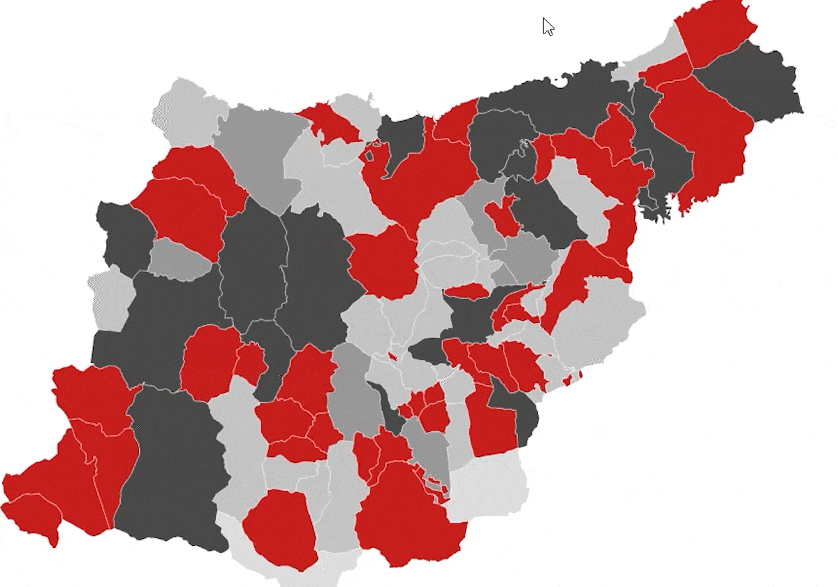 Mapa de la deuda viva en Gipuzkoa.