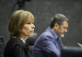 Uxue Barkos, durante un pleno en el Parlamento de Navarra.