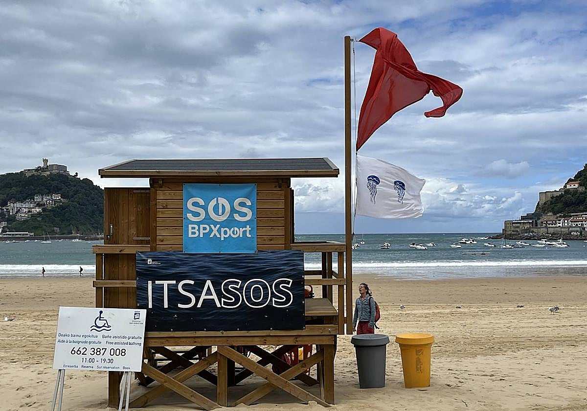 Una picadura de 'carabela portuguesa' obliga a prohibir el baño en La Concha.