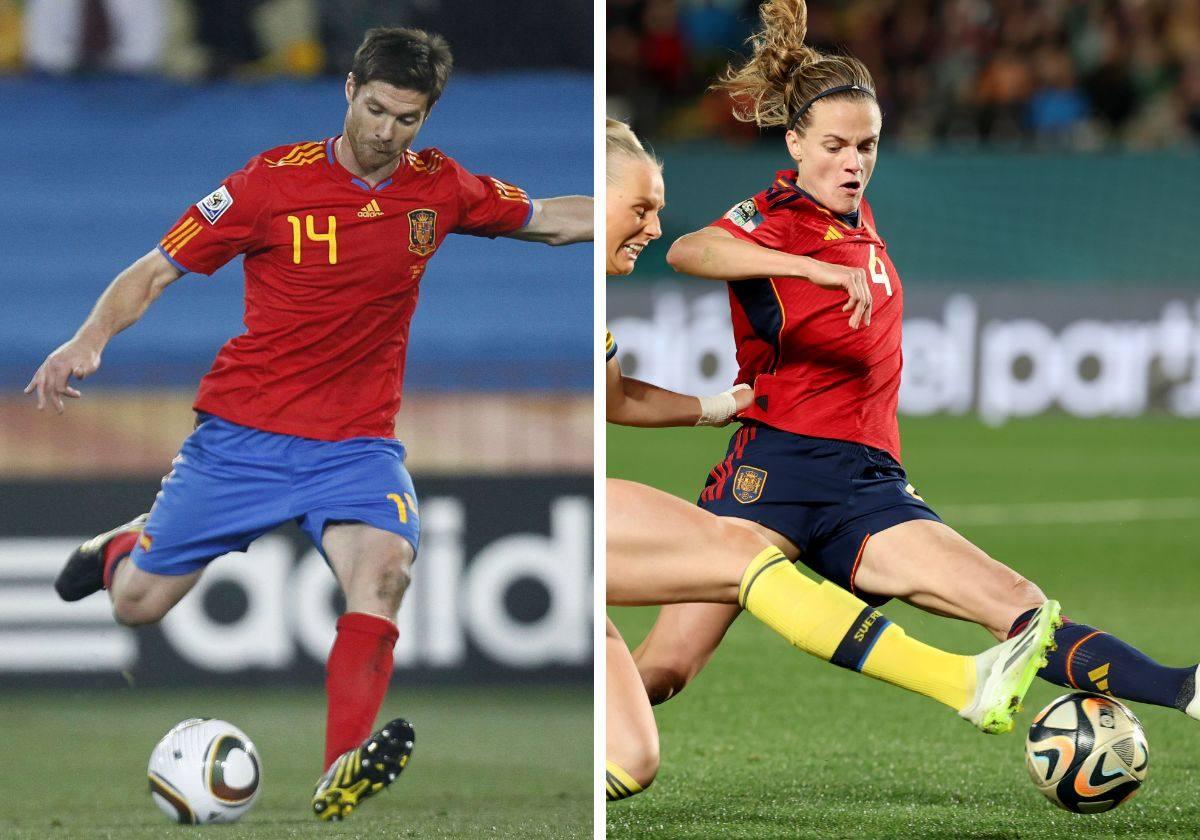 Xabi Alonso e Irene Paredes, con la selección española.