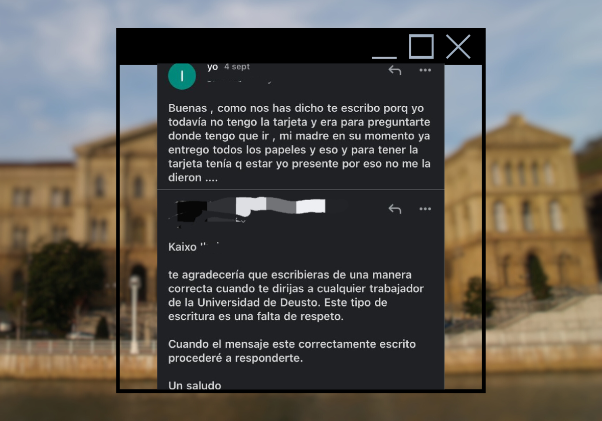 El mensaje publicado en la web de la Universidad de Deusto.