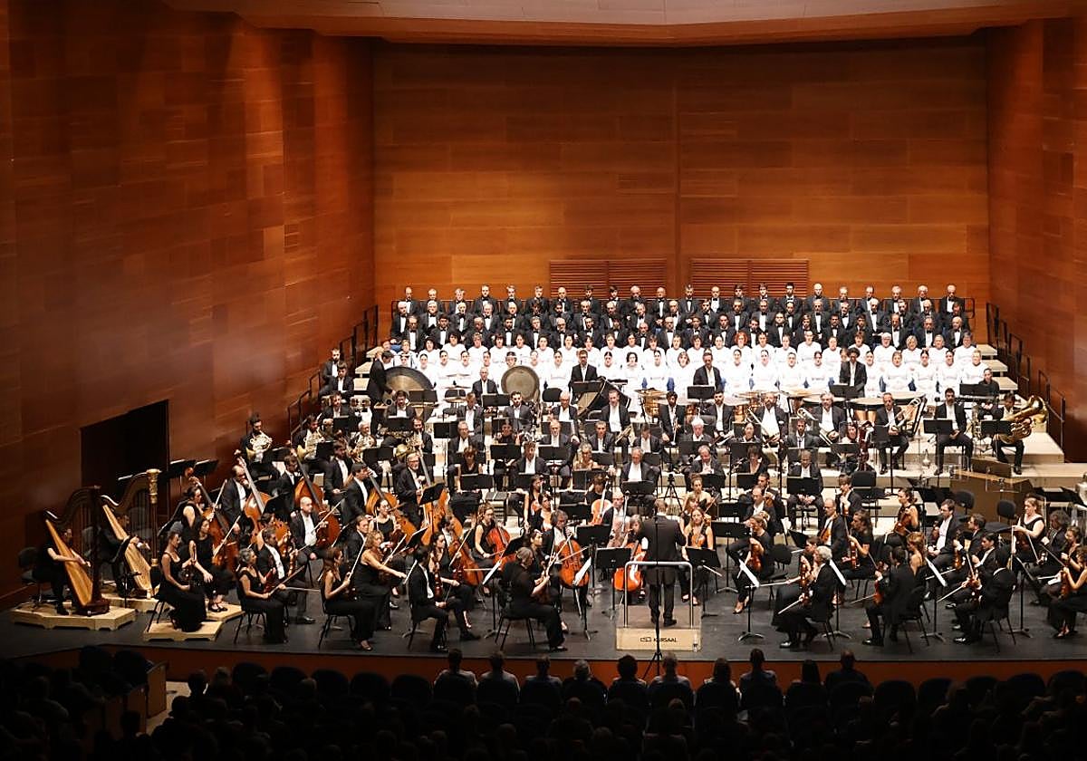 Un momento del concierto de la Fundación Columbus este miércoles en el Auditorio Kursaal.