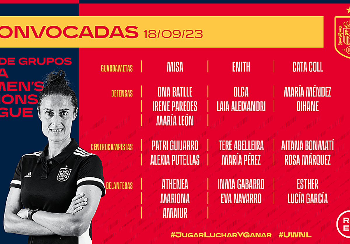La primera convocatoria de Montse Tomé, con las 23 convocadas para los partidos de la Nations League.