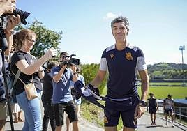 Imanol Alguacil, en los instantes previos de un entrenamiento en Zubieta.