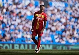 Mason Greenwood, jugador del Getafe, durante el partido que jugó contra la Real Sociedad en el Reale Arena.