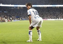Take Kubo celebra su gol ante el Athletic.