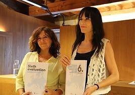 Idurre Eskisabel eta Agurne Gaubeka, agerraldian.