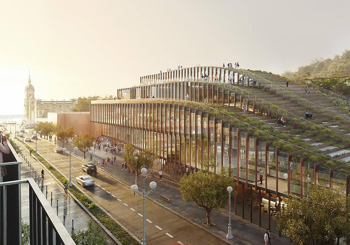 Proyección del edificio GOe en Gros.