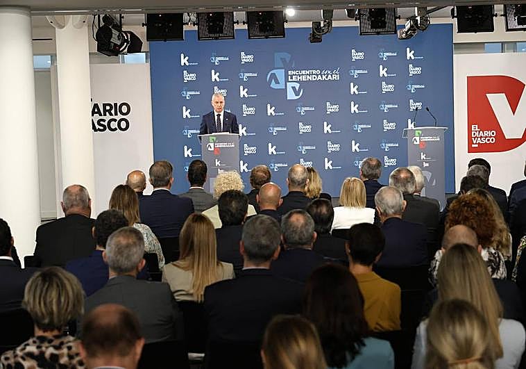 Iñigo Urkullu este miércoles en el DV Gunea donde se ha celebrado el 'Encuentro con el lehendakari'.