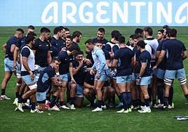 Los jugadores argentinos, jueves durante el entrenamiento.