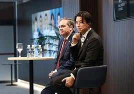 Jokin Aperribay y Keisuke Yasuda, CEO de Yasuda Group, en la rueda de prensa de este jueves.