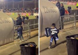 El pequeño aficionado de la Real se ha llevado la camiseta de Kubo en el encuentro de Copa del Rey.