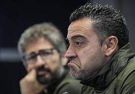 Xavi Hernández durante su comparecencia ante los medios.