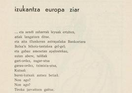Primera página de la poesía traducida, publicada en 1934 en la revista '5' de Vitoria.