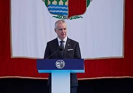 El lehendakari Iñigo Urkullu, en el acto de entrega de credenciales a la última Promoción de la 'Euskal Polizia', este viernes.