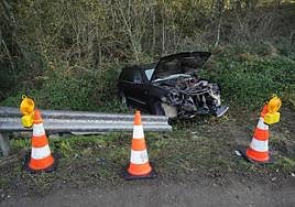 Estado en el que quedó el vehículo accidentado en Berastegi.