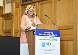 Consuelo Ordóñez, presidenta de Covite, en la entrega del premio del colectivo el pasado mes de octubre en San Sebastián.