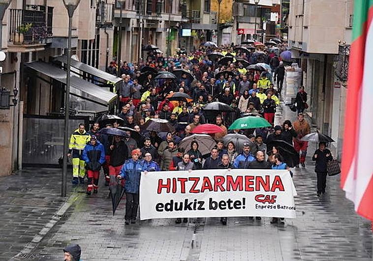 Imagen de la manifestación de esta mañana en Beasain.
