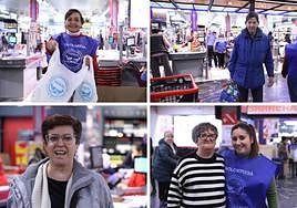 Voluntarios y donantes esta mañana en el Super Amara de San Martín