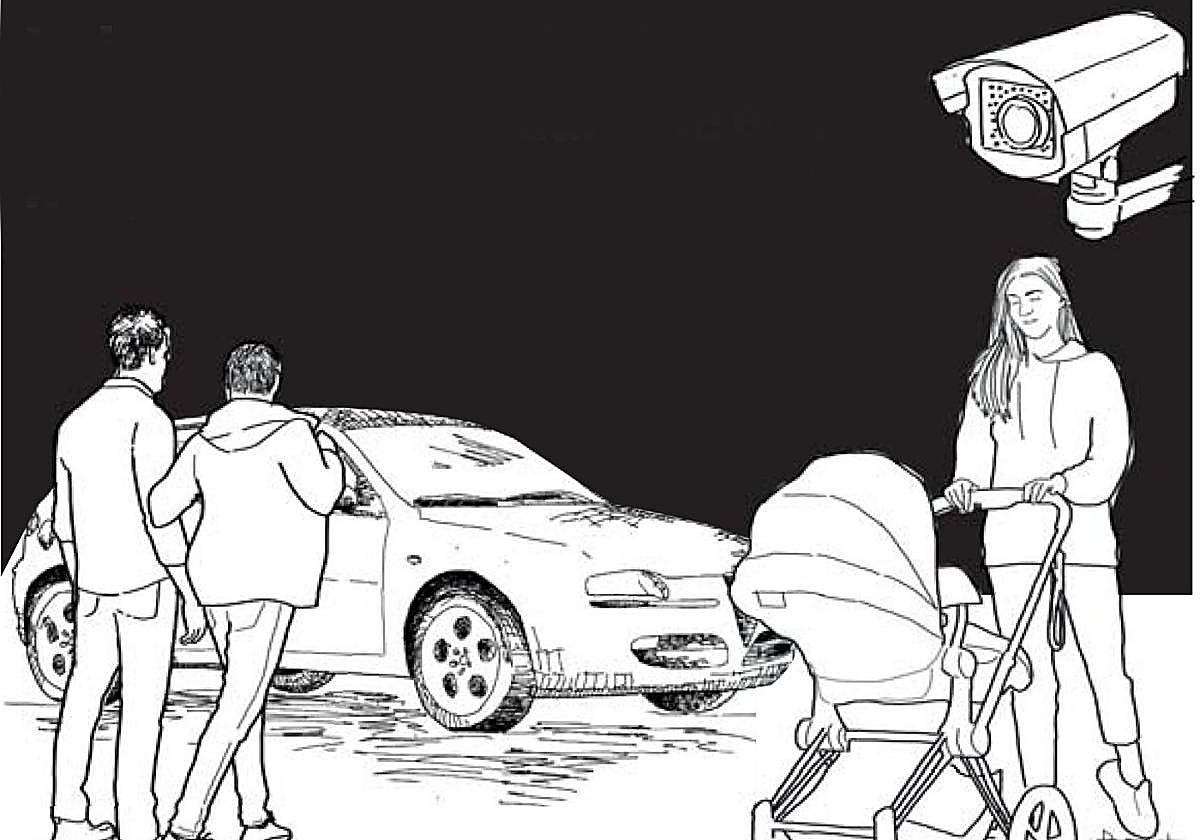 Reconstrucción del momento en el que la mujer dejó el centro de la Diputación junto a su bebé y la esperaban dos hombres.