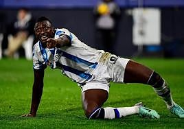 Sadiq, en uno de sus expresivos gestos, en el transcurso del partido jugado en El Sadar, el sábado.