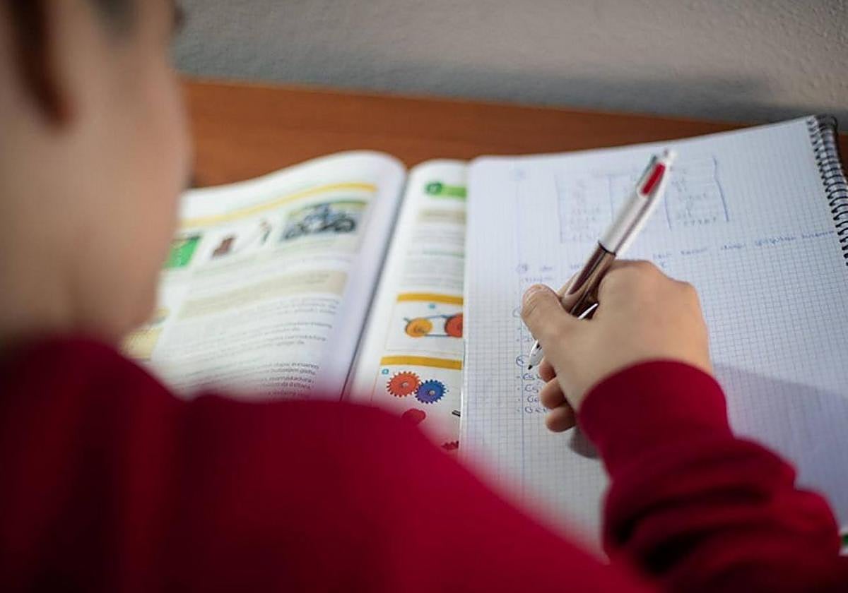 Un alumno realiza ejercicios de Matemáticas.