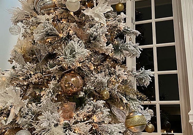 Árbol navideño con adornos variados