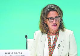 La ministra Ribera, en la cumbre del clima en Dubai.