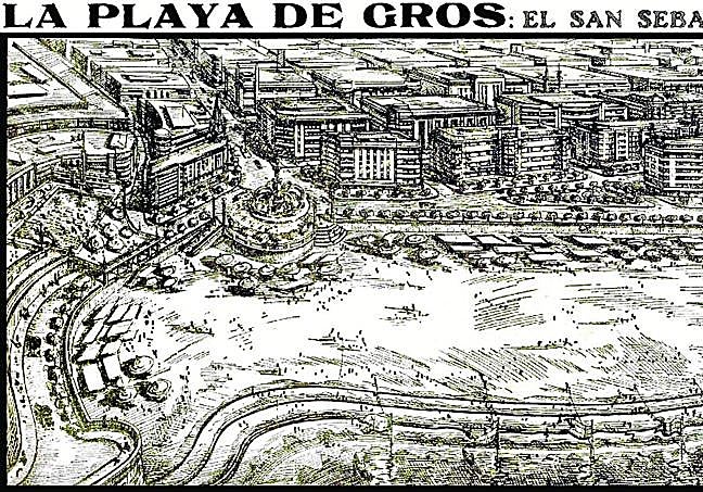 Proyecto no realizado de Juan Machimbarrena para la playa de Gros en 1945.