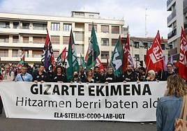 Manifestación en Donostia en la huelga de octubre.