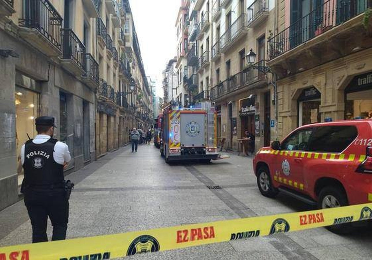 Incendio en el bar Senra de la Parte Vieja de Donostia