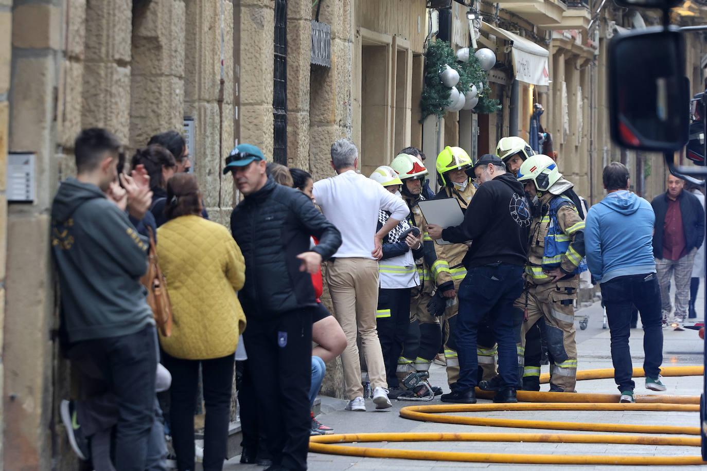 Incendio en el bar Senra de la Parte Vieja de Donostia