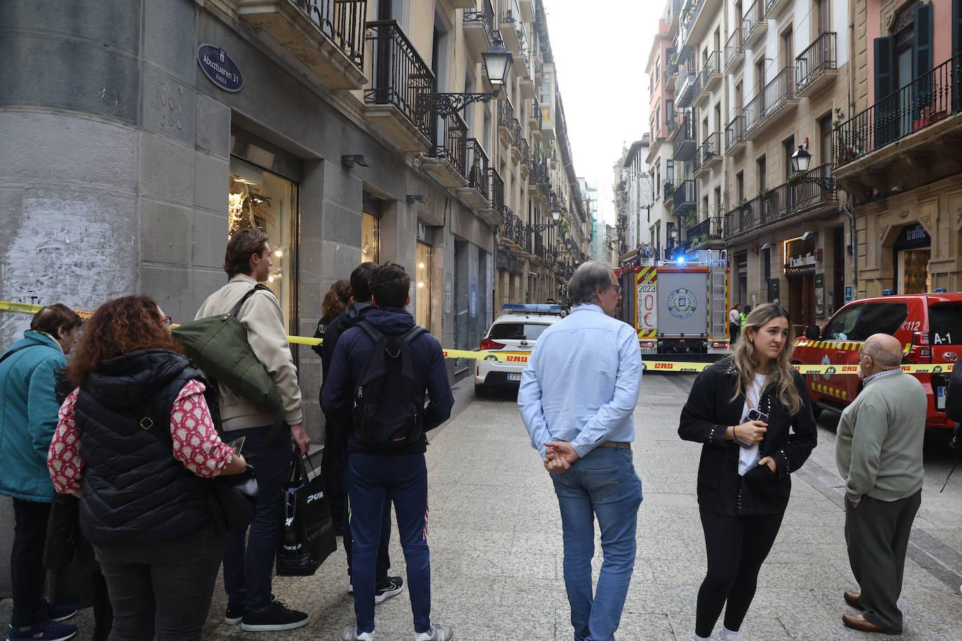 Incendio en el bar Senra de la Parte Vieja de Donostia