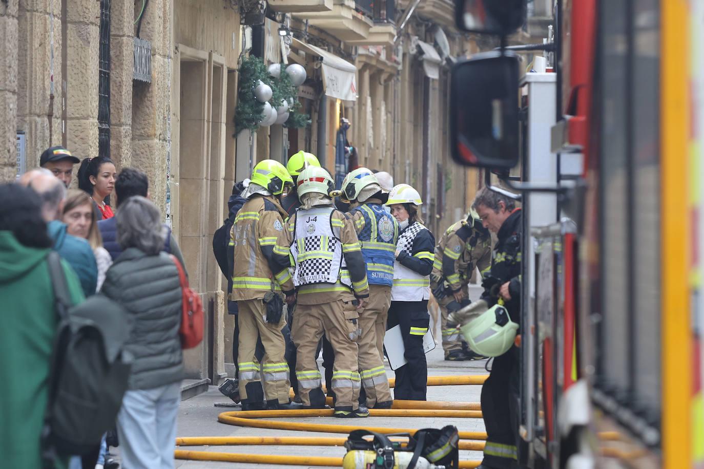 Incendio en el bar Senra de la Parte Vieja de Donostia