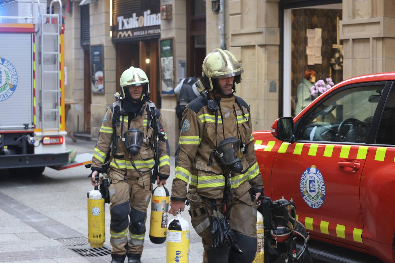 Incendio en el bar Senra de la Parte Vieja de Donostia