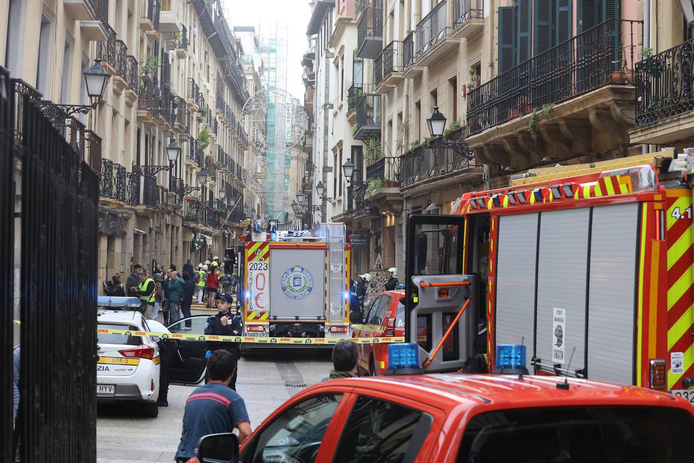 Incendio en el bar Senra de la Parte Vieja de Donostia