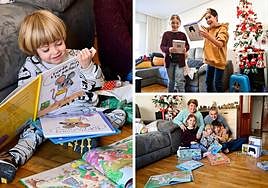 Isabel y Antonio posan felices con sus nietos tras abrir los regalos de Olentzero.