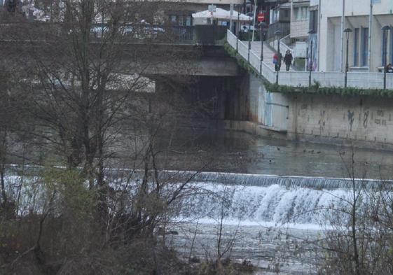 Vista del río Deba a su paso por Soraluze, con una de las presas en primer término.